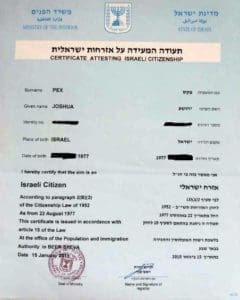 Übersetzung des Staatsangehörigkeitsausweises